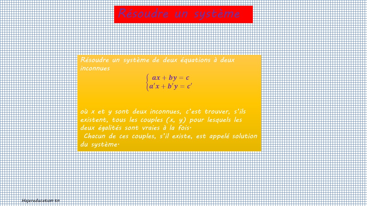Systèmes de deux équations à deux inconnues 1ère année أولى ثانوي