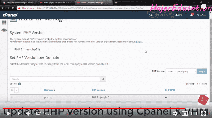 update php version cpanel & VHM