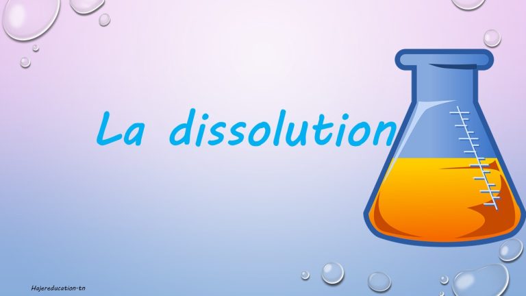 La Dissolution Chimie 1ère Année أولى ثانوي – HajerEducation