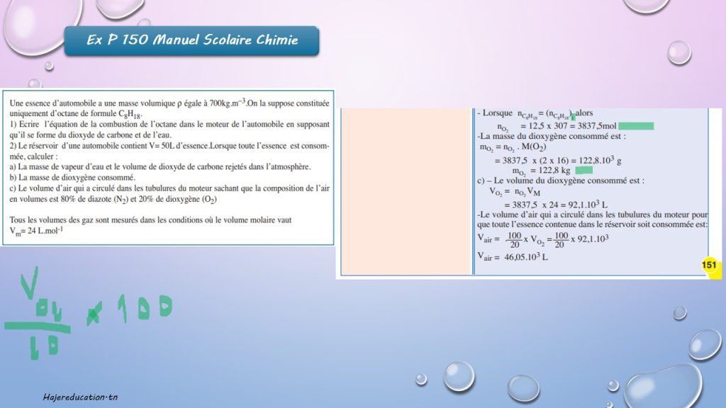 exercice chimie combustion hydrocarbure